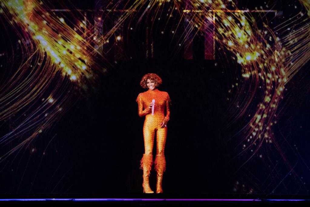 A hologram of Whitney Houston performing