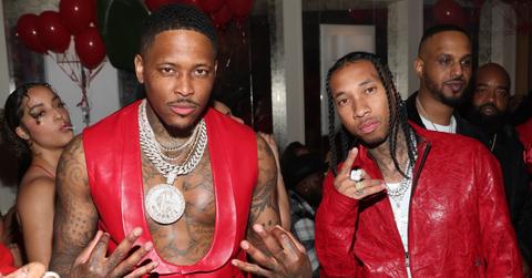YG and Tyga attend YG's All Red Upscale Birthday Celebration at Melrose Place on March 08, 2023 in Los Angeles, California.