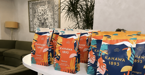 Still shot of packaged Kahawa 1893 Coffee