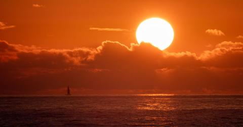 The sun sets over the sea at Sennen Cove