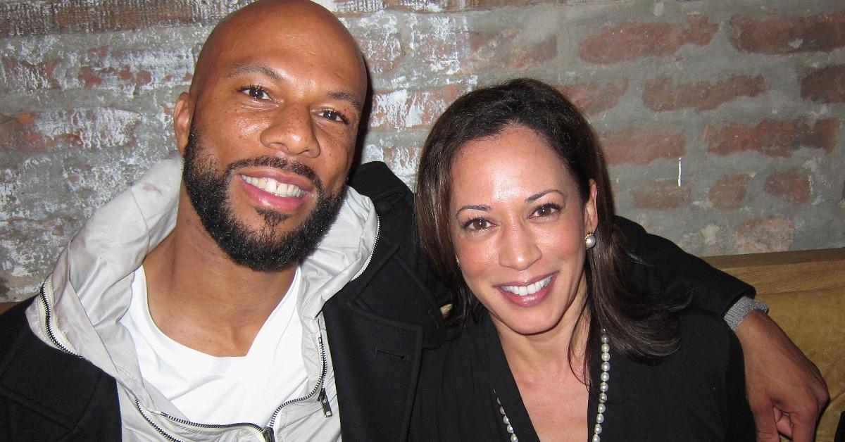 rapper common and attorney general of california kamala harris pose at provocateur circa october