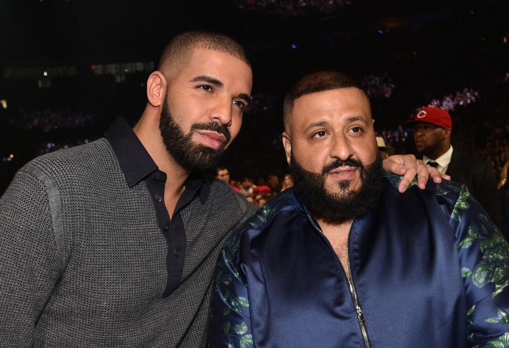 Recording artist Drake (L) and DJ Khaled attend the 2017 Billboard Music Awards at T-Mobile Arena