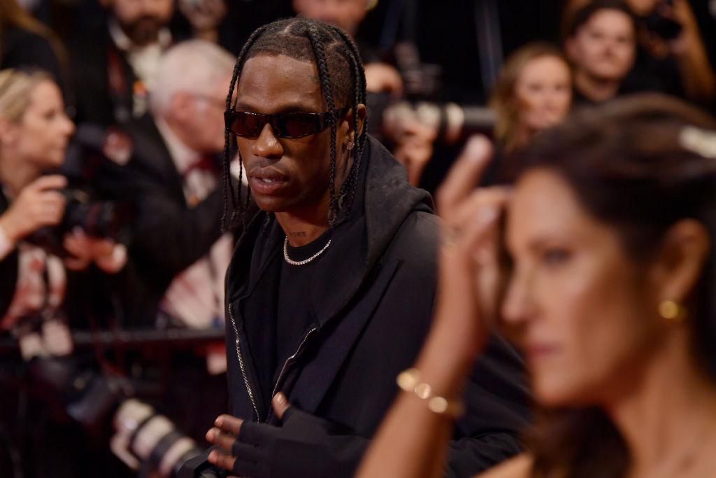 Travis Scott attends the "The Idol" red carpet during the 76th annual Cannes film festival at Palais des Festivals