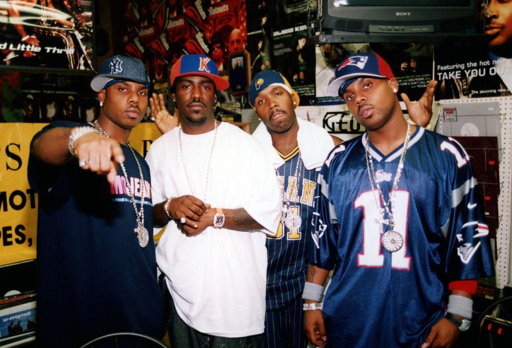 Singers Brandon Casey, Kyle Norman, Richard Wingo and Brian Casey of Jagged Edge poses for photos at George's Music Room in Chicago, Illinois on June 2001. 