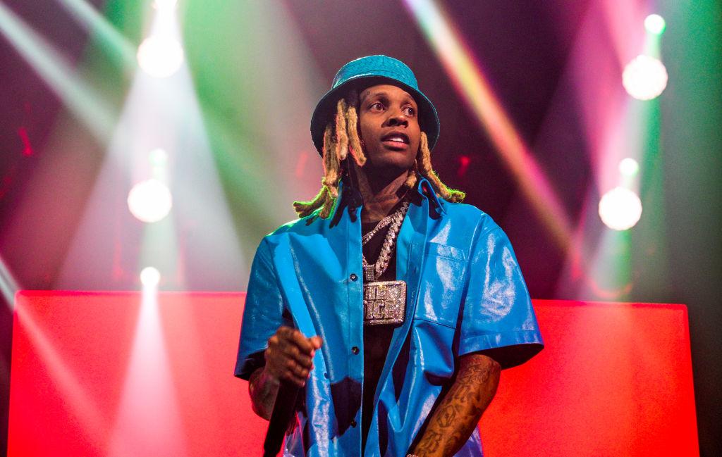 Rapper Lil Durk performs during "One Big Party Tour" at Capital One Arena on January 22, 2023 in Washington, DC.