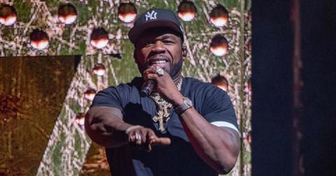 50 Cent performs onstage during 'The Final Lap Tour' at Pine Knob Music Theatre on September 17, 2023 in Clarkston, Michigan.