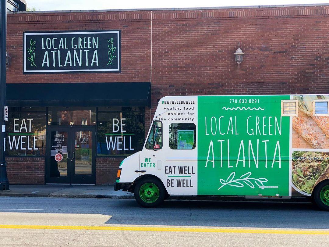 A Local Green Atlanta food truck parked.