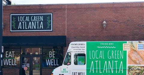 A Local Green Atlanta food truck parked.
