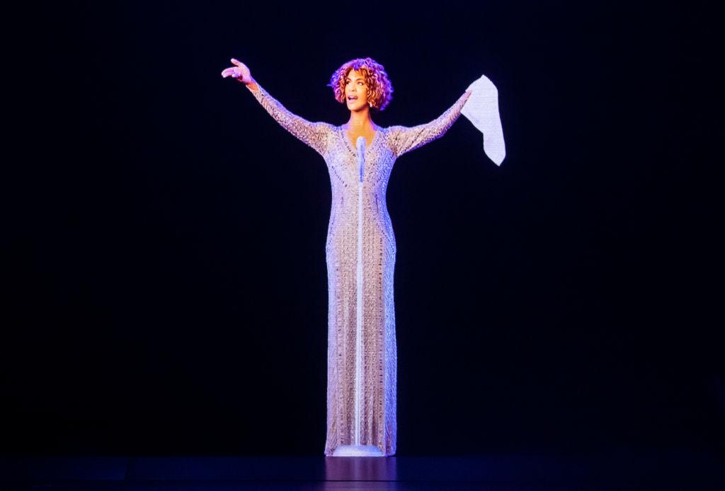  A hologram of Whitney Houston hologram performing