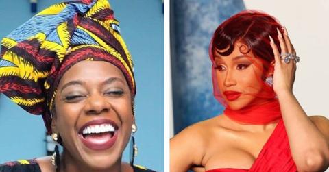 Side-by-side shot of Tasha K and Cardi B