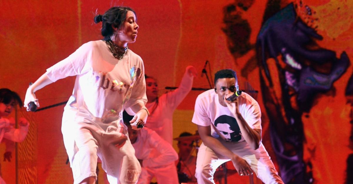 Vince Staples (R) performs with Billie Eilish at Outdoor Theatre during the 2019 Coachella Valley Music And Arts Festival on April 13, 2019 in Indio, California. 