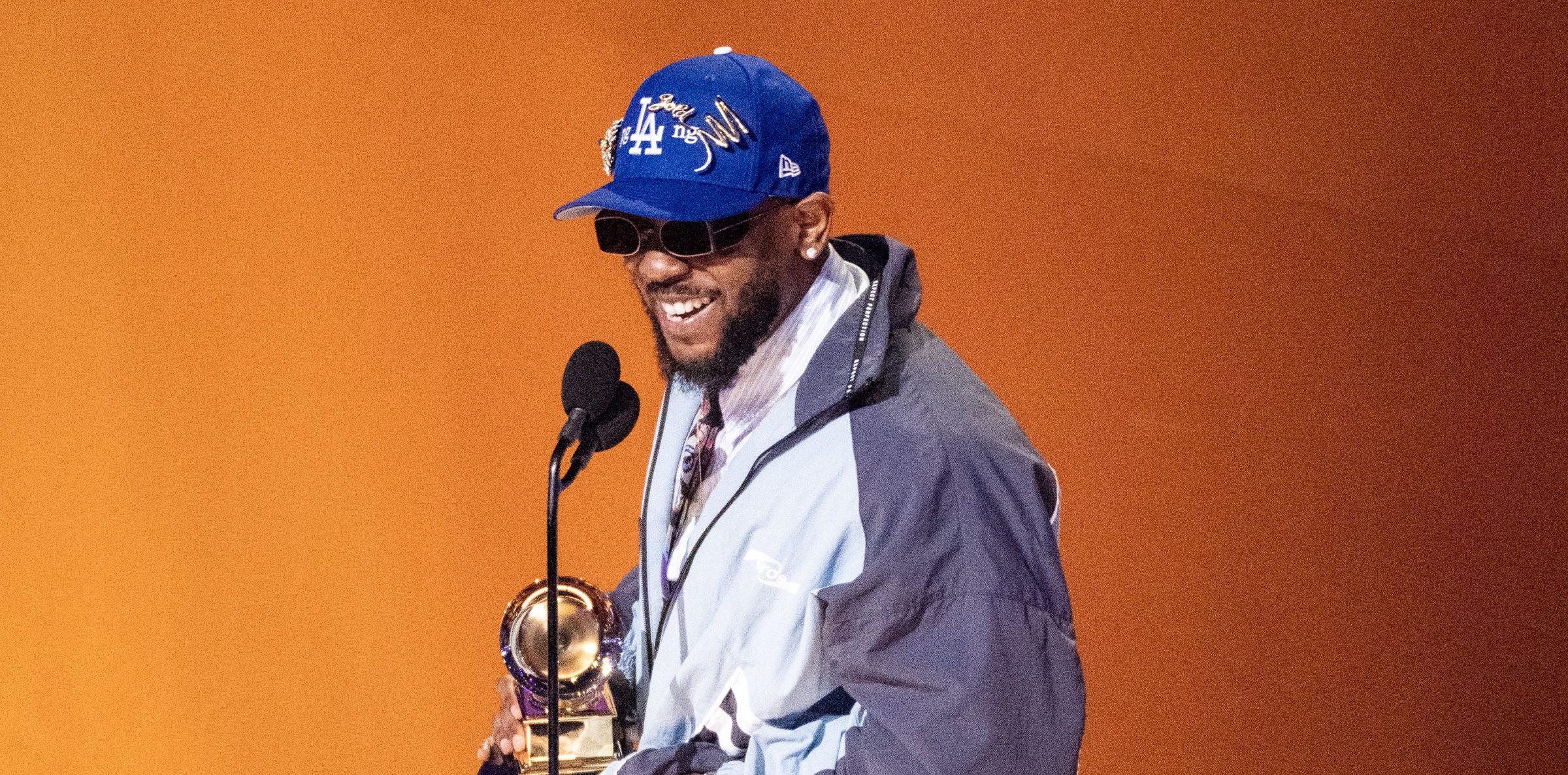 Kendrick Lamar accepts the Best Rap Album award for “Mr. Morale & the Big Steppers”