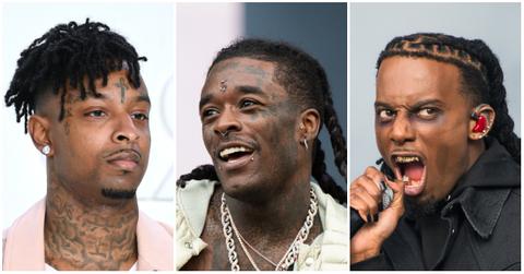Collage of 21 Savage, Lil Uzi Vert and Playboi Carti.