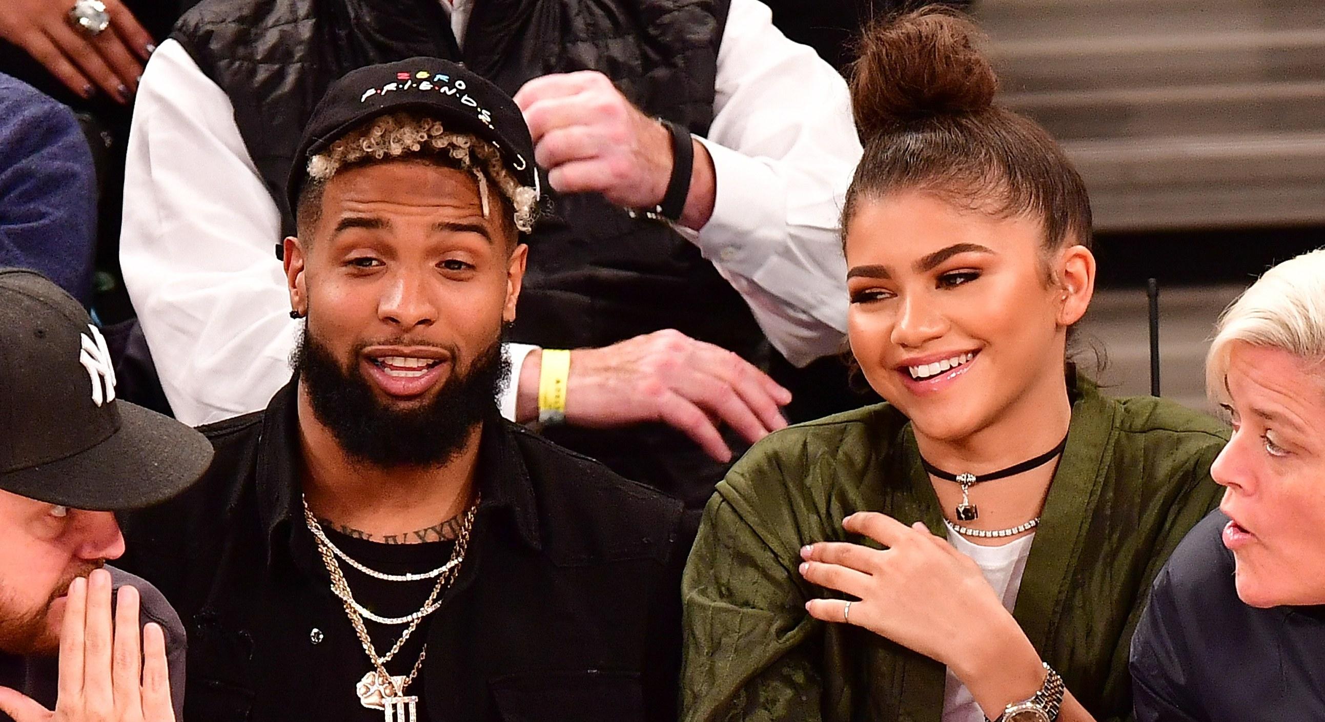 odell beckham jr and zendaya attend new york knicks vs oklahoma city thunder game