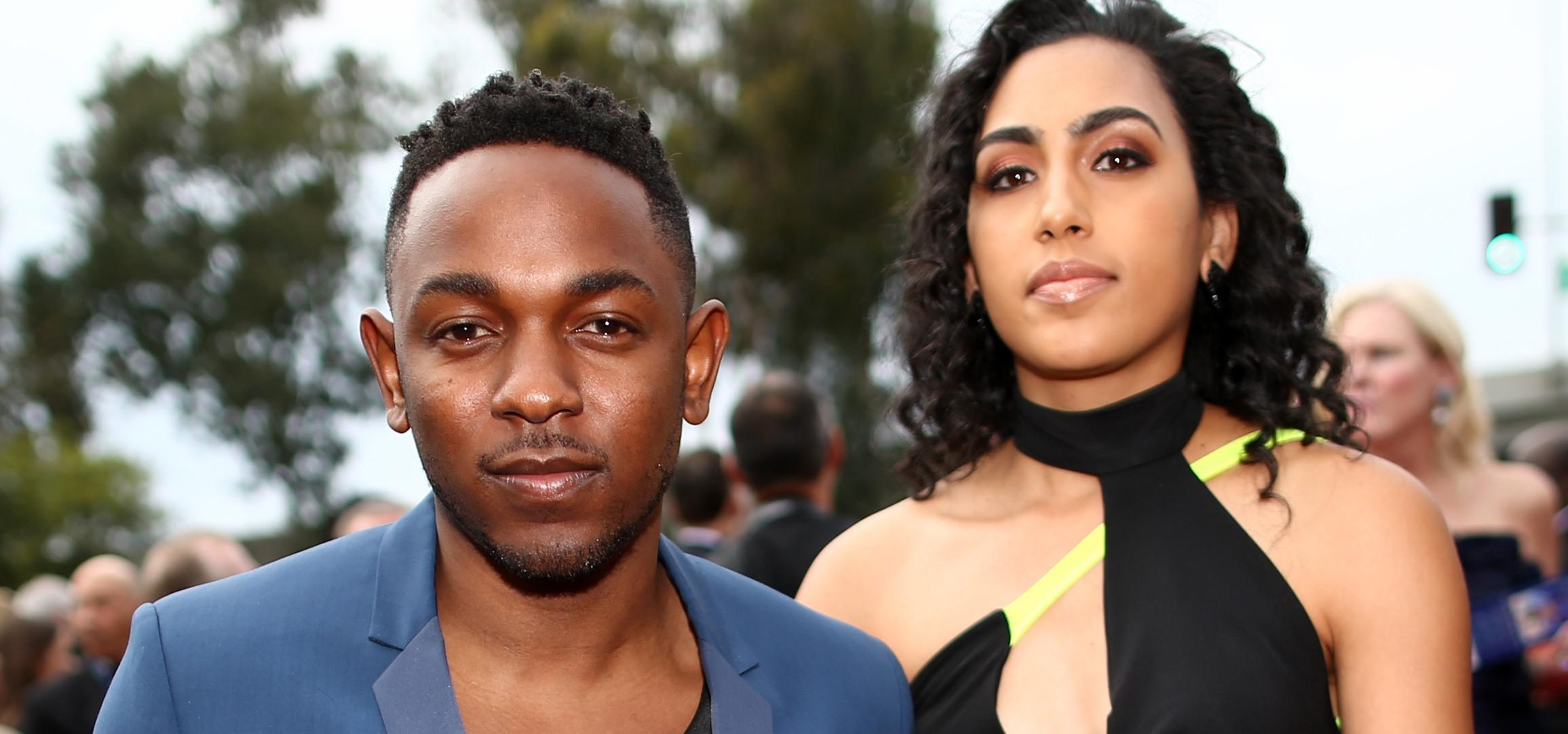 rapper kendrick lamar l and whitney alford attend the th grammy awards