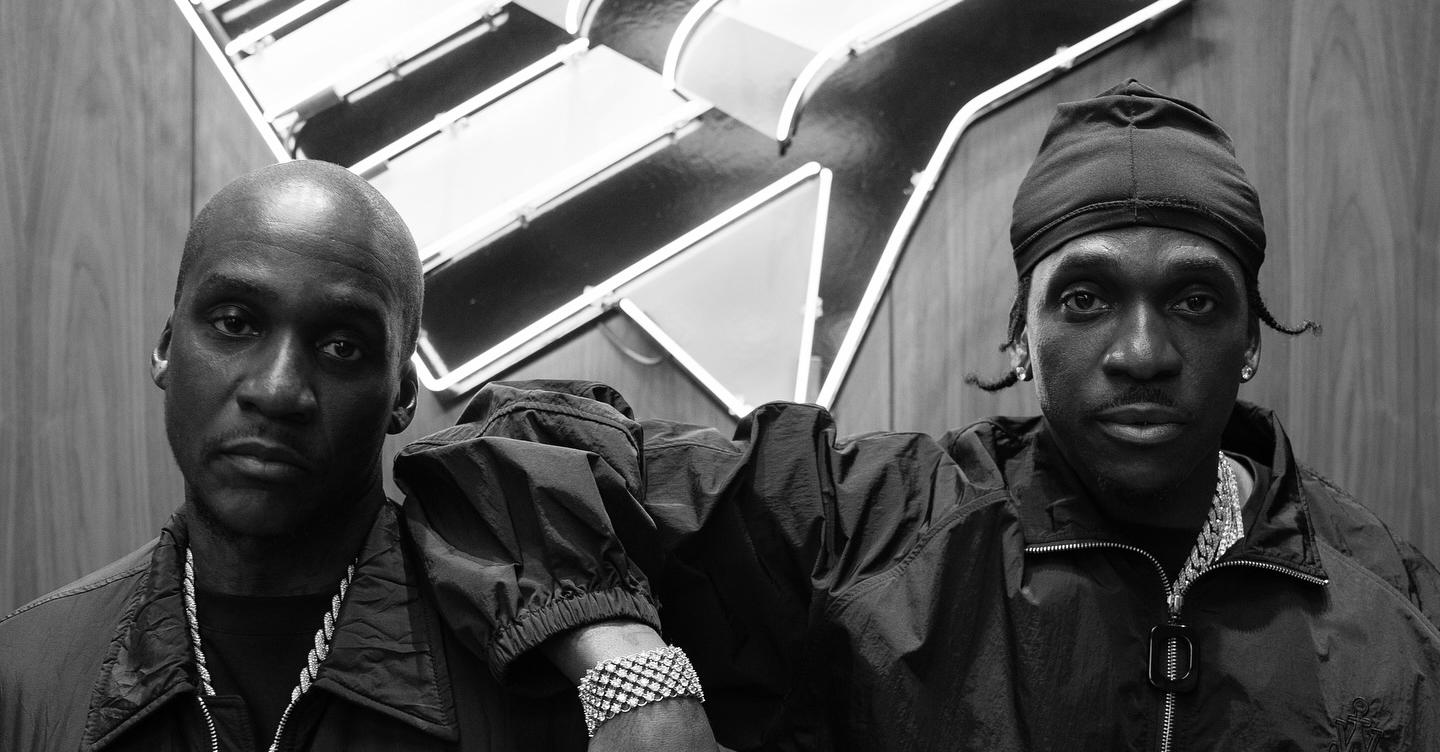 Black and white photo of Clipse