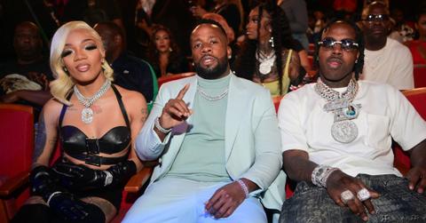 CMG artists GloRilla, Yo Gotti, and EST Gee sit next to each other at the 2023 Music Awards.