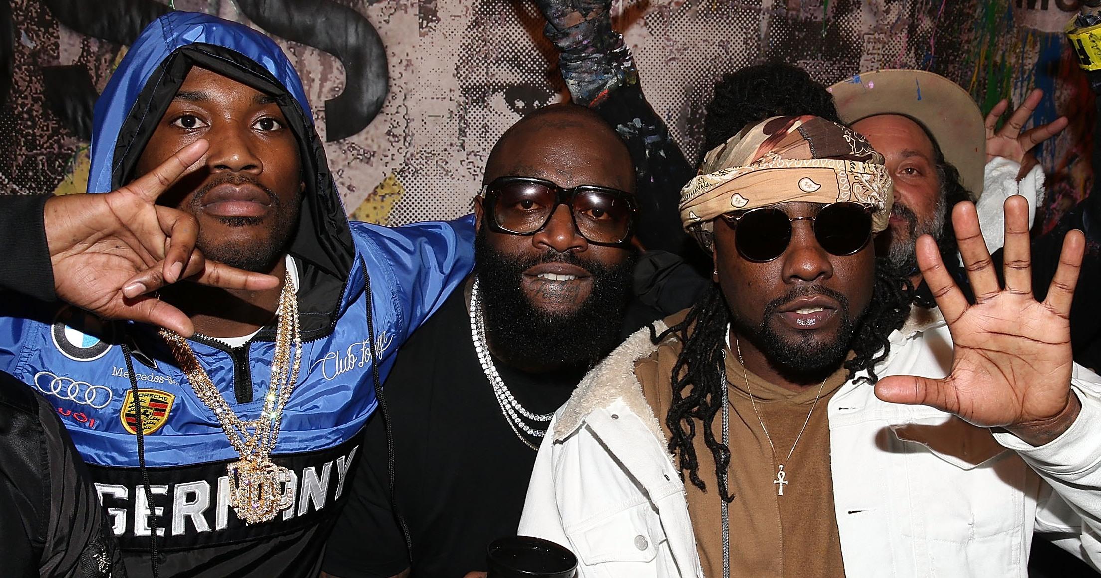 rick ross meek mill and wale attend rick ross and mr brainwash rather you than me album listeni