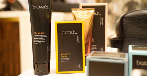 Close-up of beauty products at Dorion Renaud Launches Buttah Skin at Macy's.