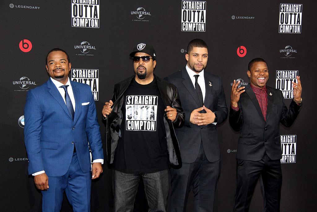 (L-R) Director F. Gary Gray, Ice Cube, O'Shea Jackson Jr. und Jason Mitchell attend the 'Straight Outta Compton' European Premiere 