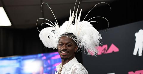 Lil Nas X poses in the press room at the MTV Video Music Awards at Prudential Center