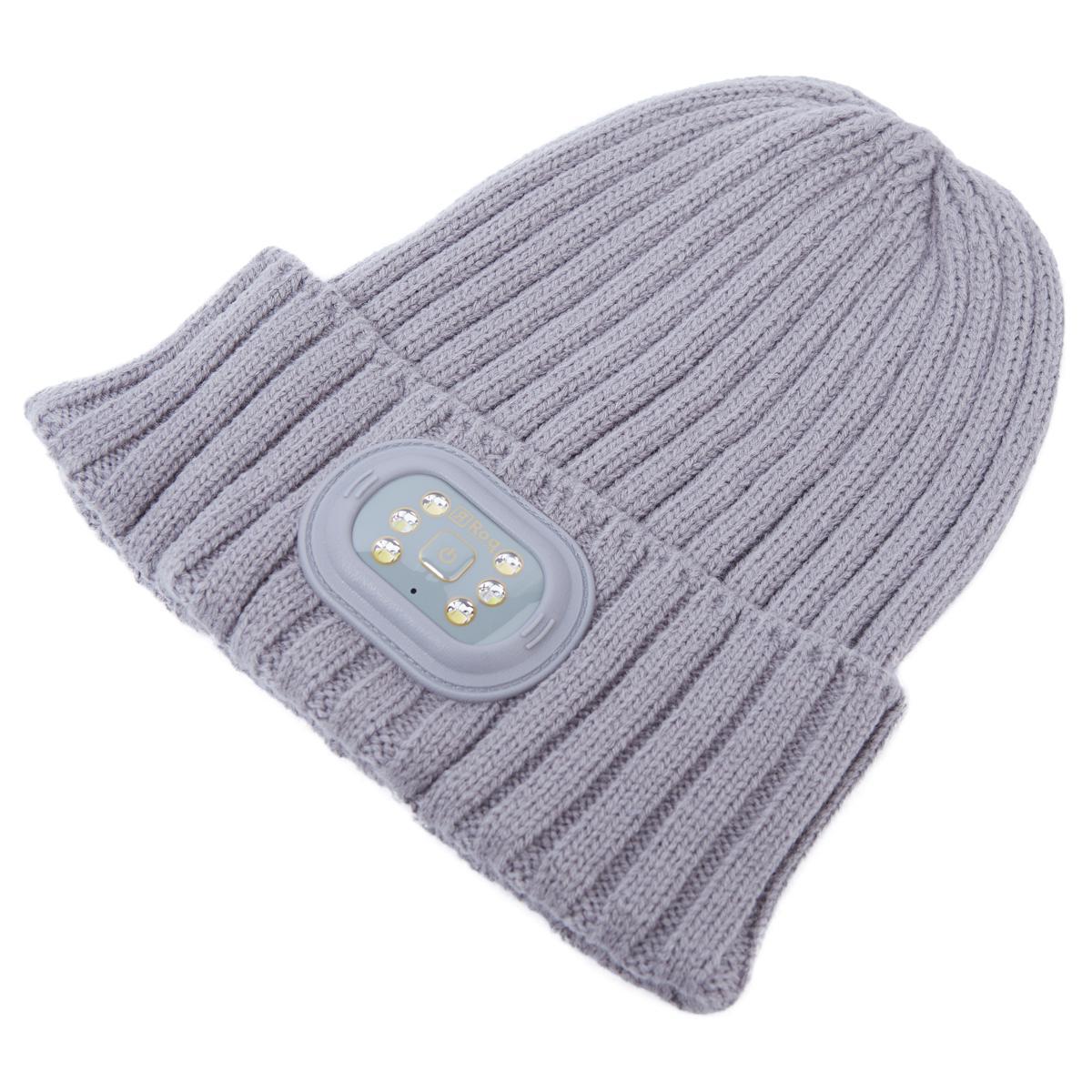 headlightz rechargeable led solid knit beanie with ligh d z