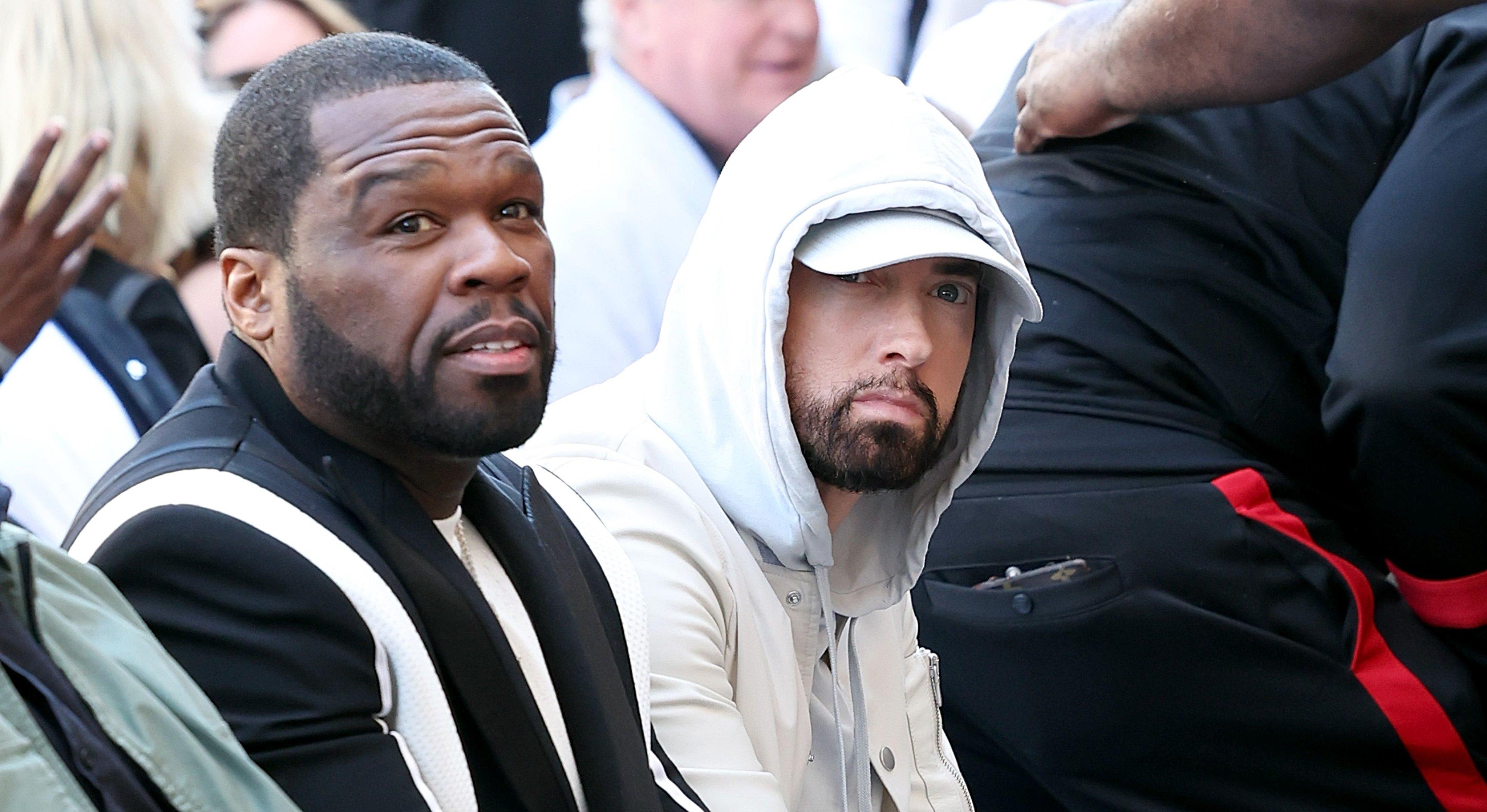 cent and eminem attend the hollywood walk of fame star ceremony for dr dre