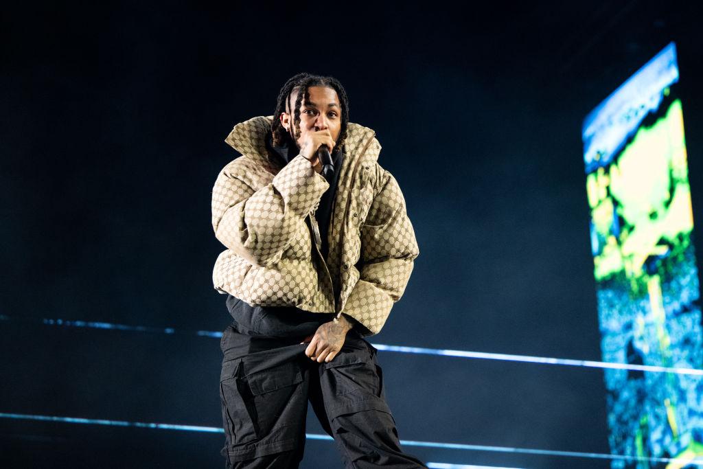 Rapper DDG performs onstage during day 3 of Rolling Loud Los Angeles at Hollywood Park Grounds on March 05, 2023 in Inglewood, California.