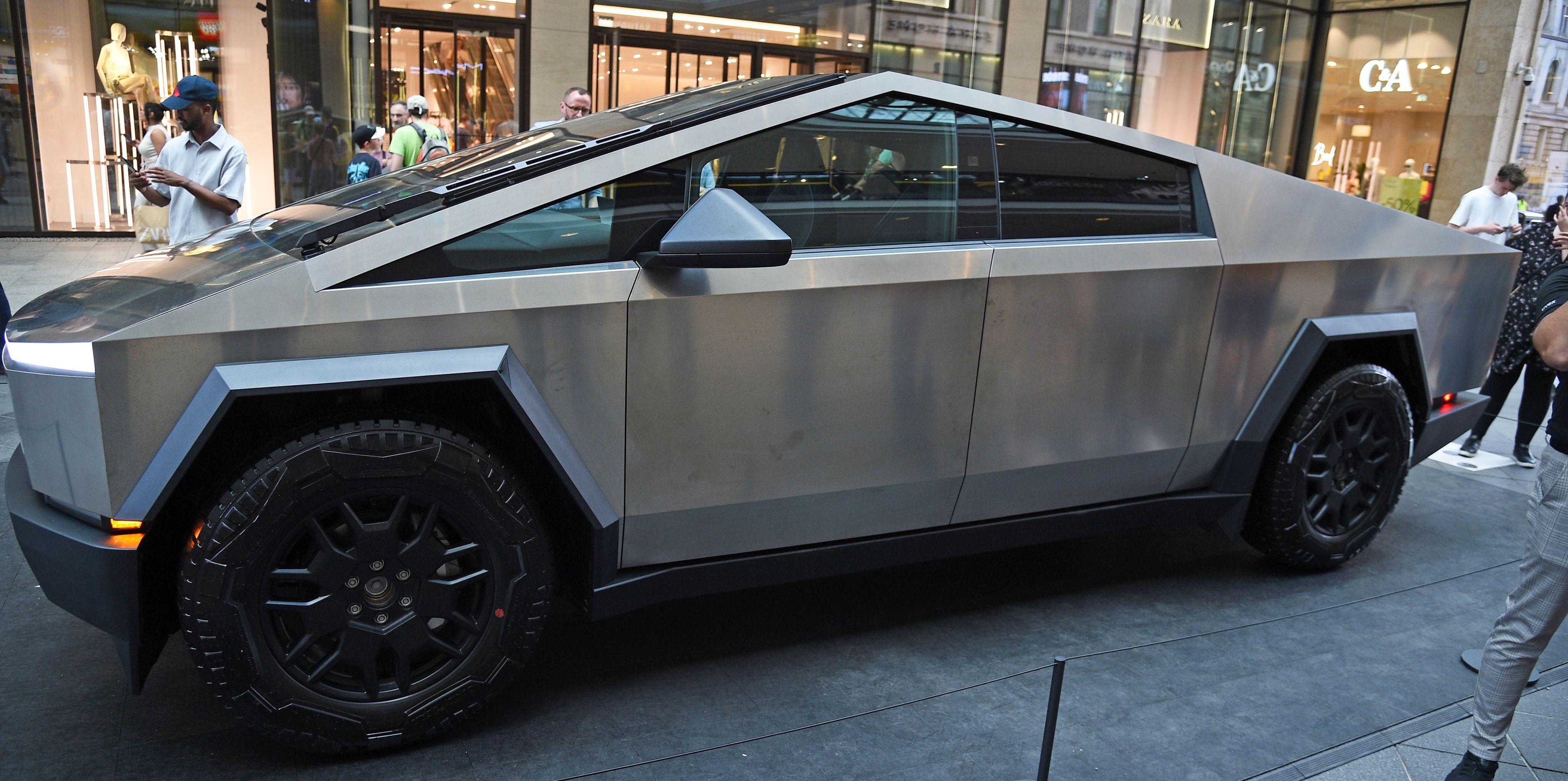 a tesla cybertruck odyssey is displayed