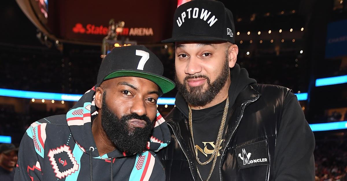 Desus and Mero attend Philadelphia 76ers vs Atlanta Hawks game