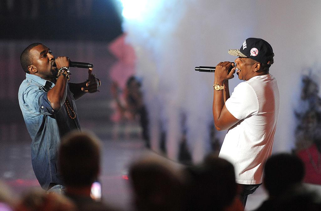  Kanye West and Jay-Z perform on stage at the The 28th Annual MTV Video Music Awards 