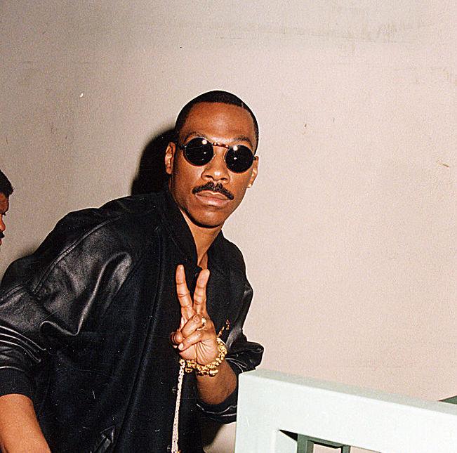 Still shot of Eddie Murphy wearing a leather jacket