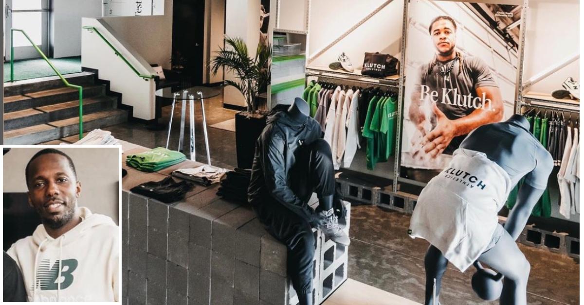 Rich Paul's Klutch Athletics clothing line displayed in a store.