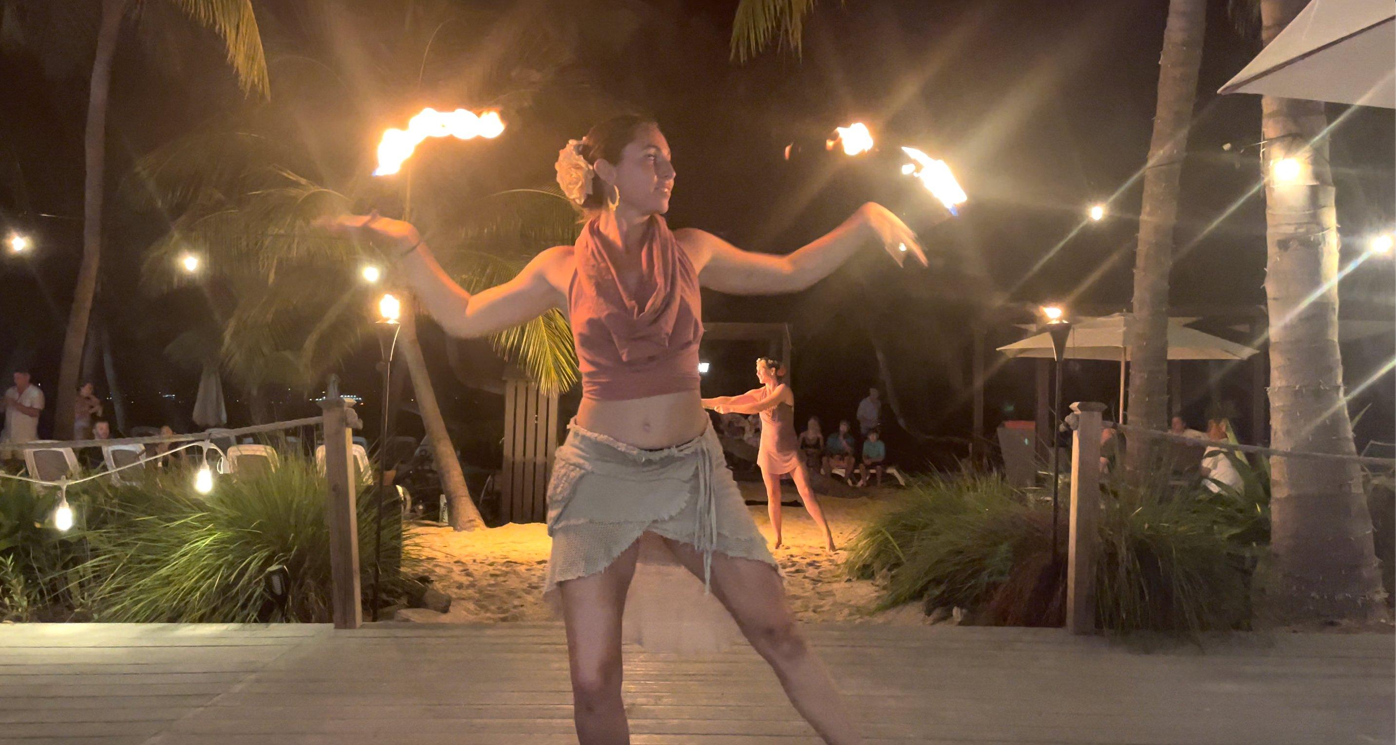 flame dancers at the mermaid restaurant compressed