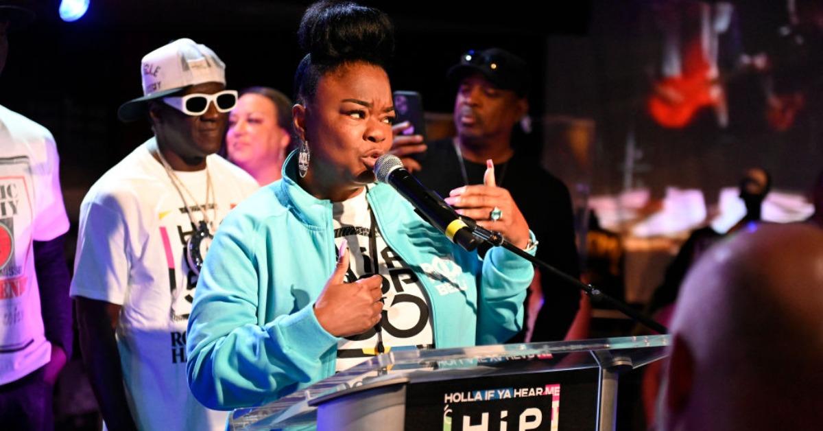 Roxanne Shante speaks during the opening event dedicating the Hip-Hop at 50 Exhibit Holla If Ya Hear Me sponsored by Technics at the Rock and Roll Hall of Fame and Museum on June 29, 2023 in Cleveland, Ohio.