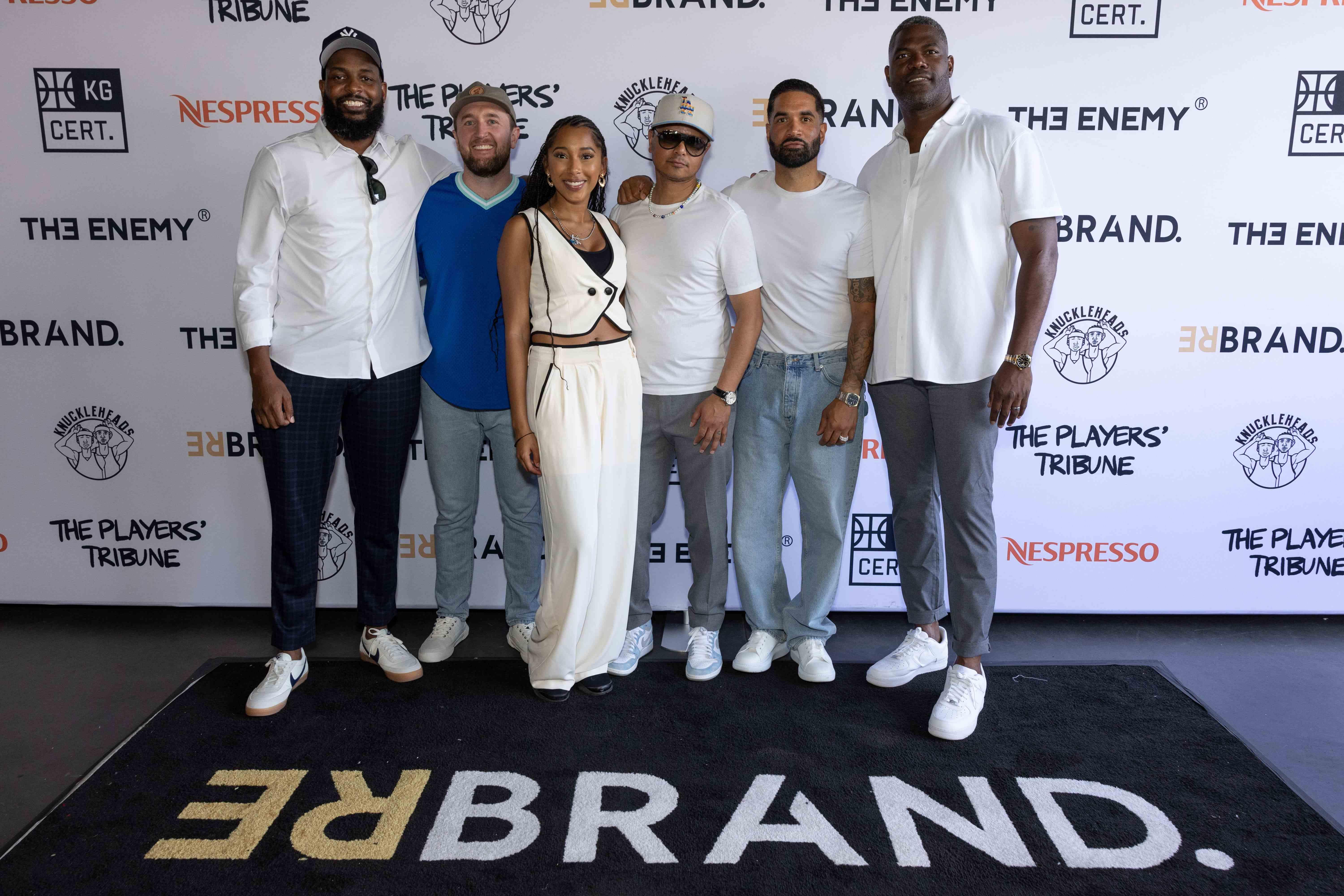 the rebrand ny teamleft to right richard gray matthew folger anesia whitfield tabrez yousuf jayson pena and chris bernard attend the  nba draft capsule min compressed