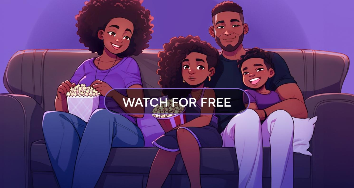 A cartoon family enjoys time together on BLKFAM TV homepage.