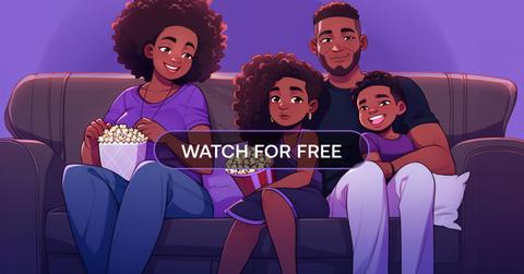 A cartoon family enjoys time together on BLKFAM TV homepage.