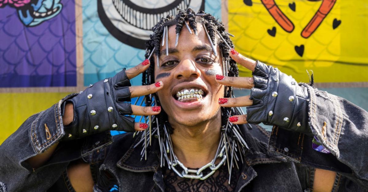 Rapper Teezo Touchdown poses backstage on day 4 at Lollapalooza at Grant Park on July 31, 2022 in Chicago, Illinois.