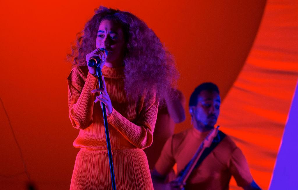 Solange performing on stage