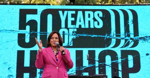 U.S. Vice President Kamala Harris delivers remarks at an event celebrating the 50th anniversary of hip-hop