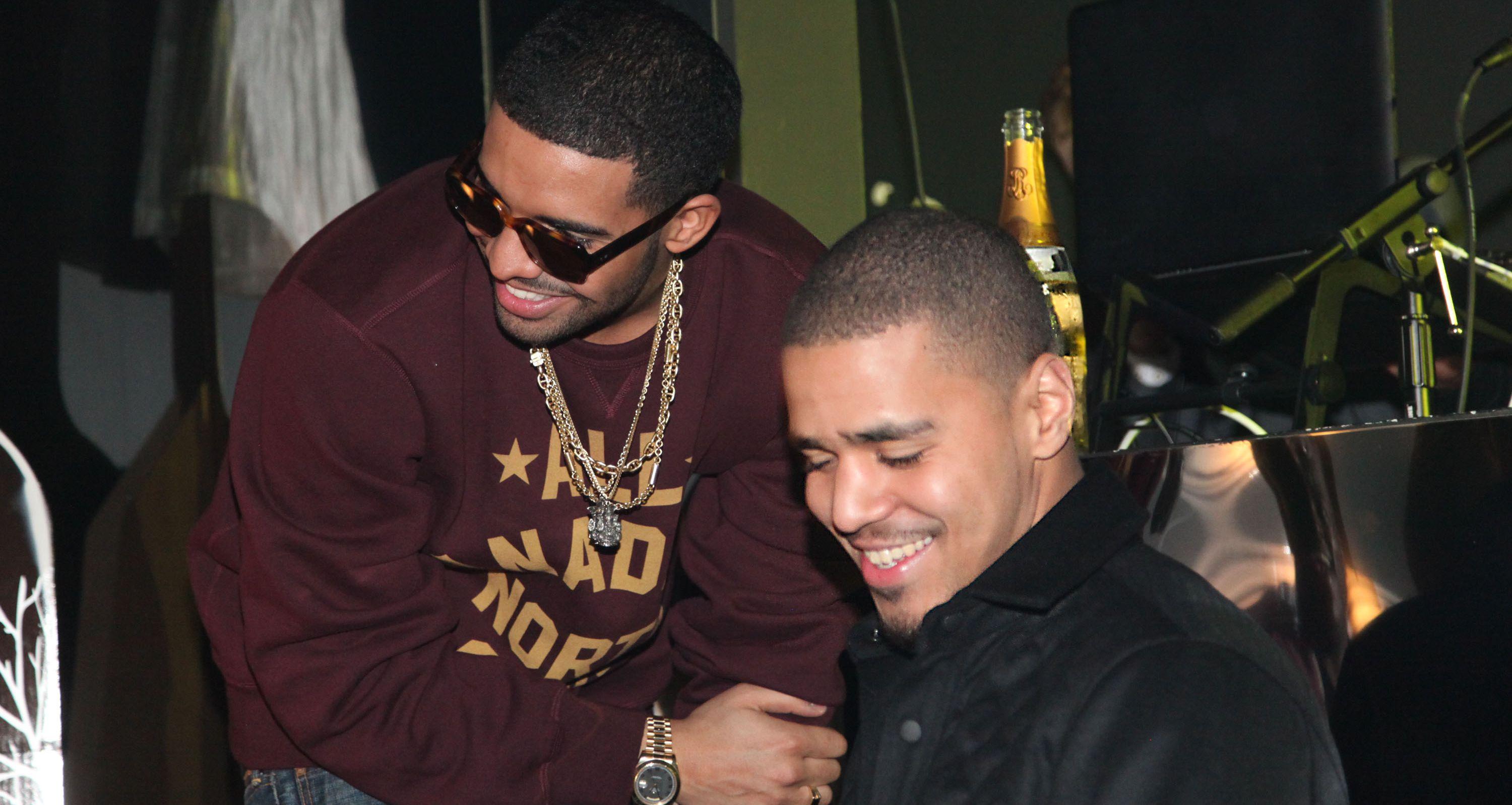 rappers drake and j cole attend first down friday at sensu