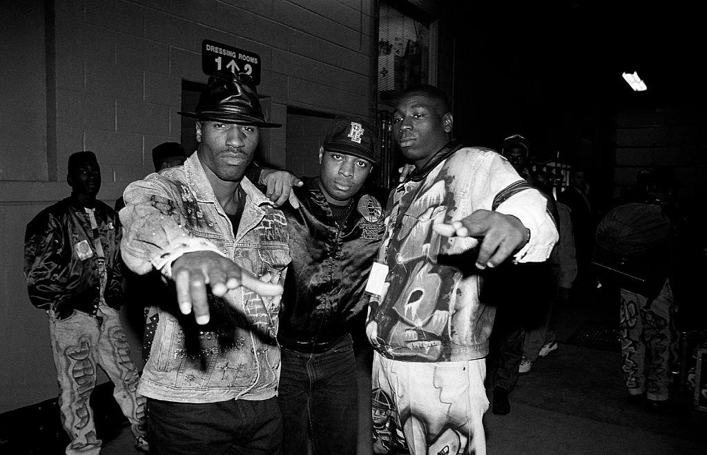 Rappers Willie D. (William James Dennis) of The Geto Boys and Chuck D (Carlton Douglas Ridenhour) of Public Enemy poses for photos backstage at the Rosemont Horizon in Rosemont, Illinois. 