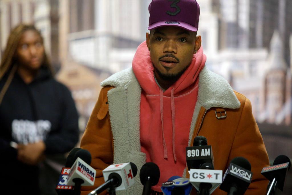 Chance The Rapper speaks during a news conference at City Hall in Chicago, Illinois. 