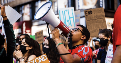 Jerome Foster at a social justice rally.