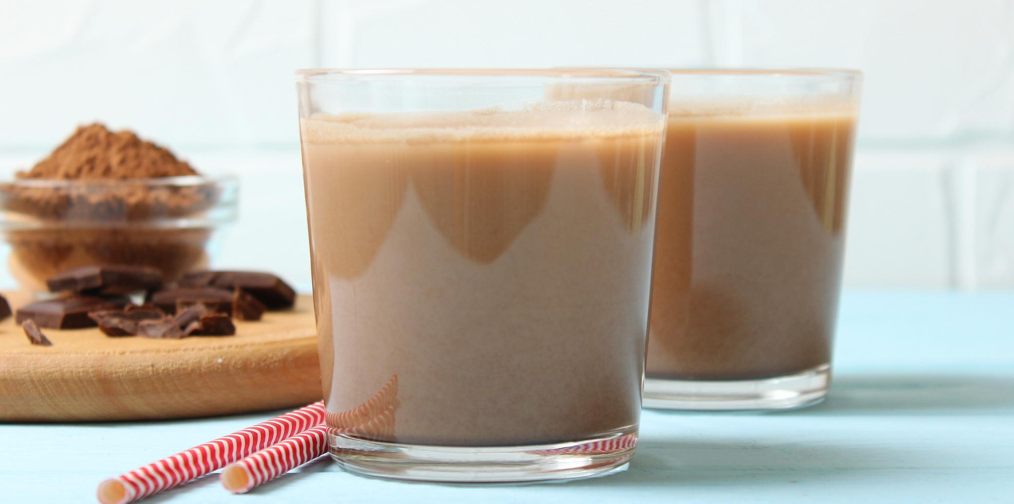 chocolate milk in a glass on the table