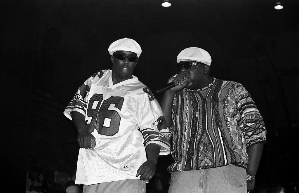 Rappers Sean 'Puffy' Combs and Notorious B.I.G, perform at the International Amphitheatre in Chicago, Illinois in April 1995. 