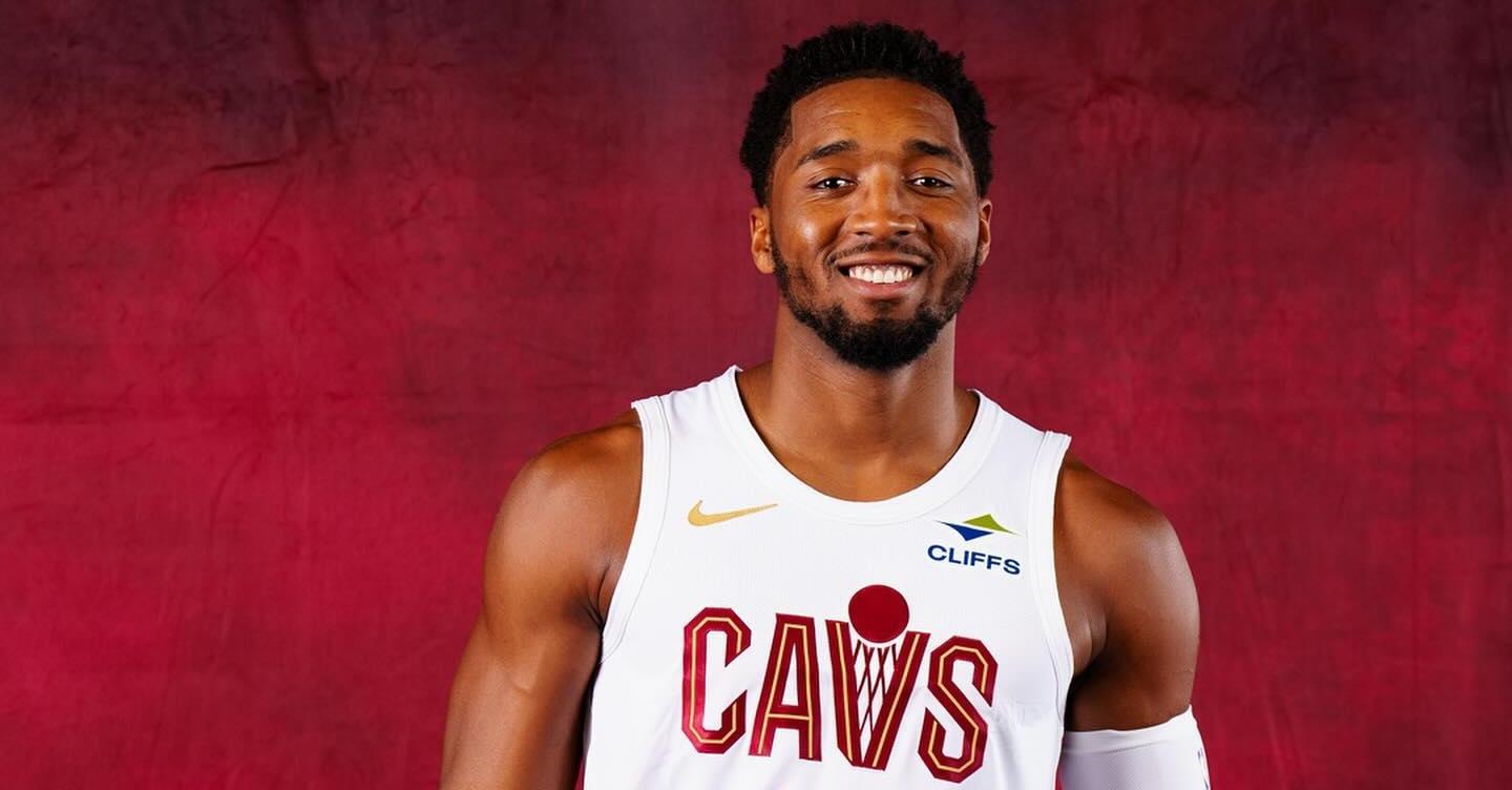 Donovan Mitchell wears Cavaliers jersey.