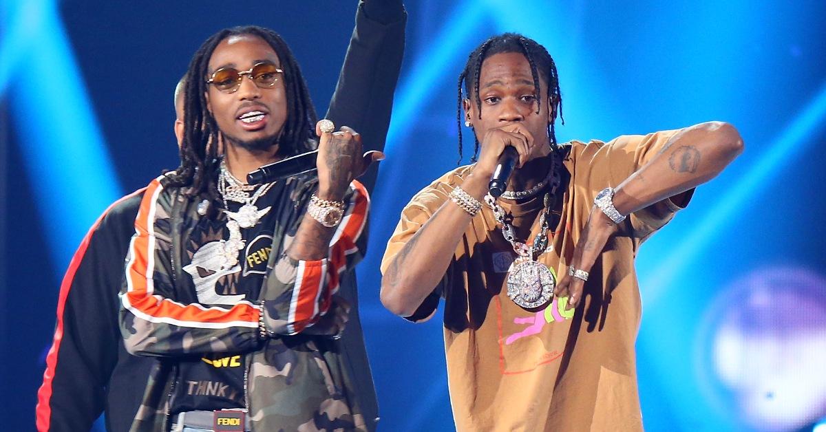 travis scott chance the rapper and quavo perform onstage during the  iheartradio music