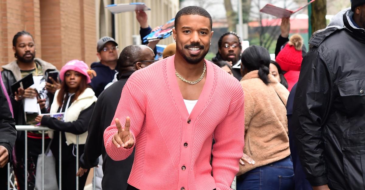 Michael B Jordan is seen outside "The View" on February 21, 2023 in New York City.